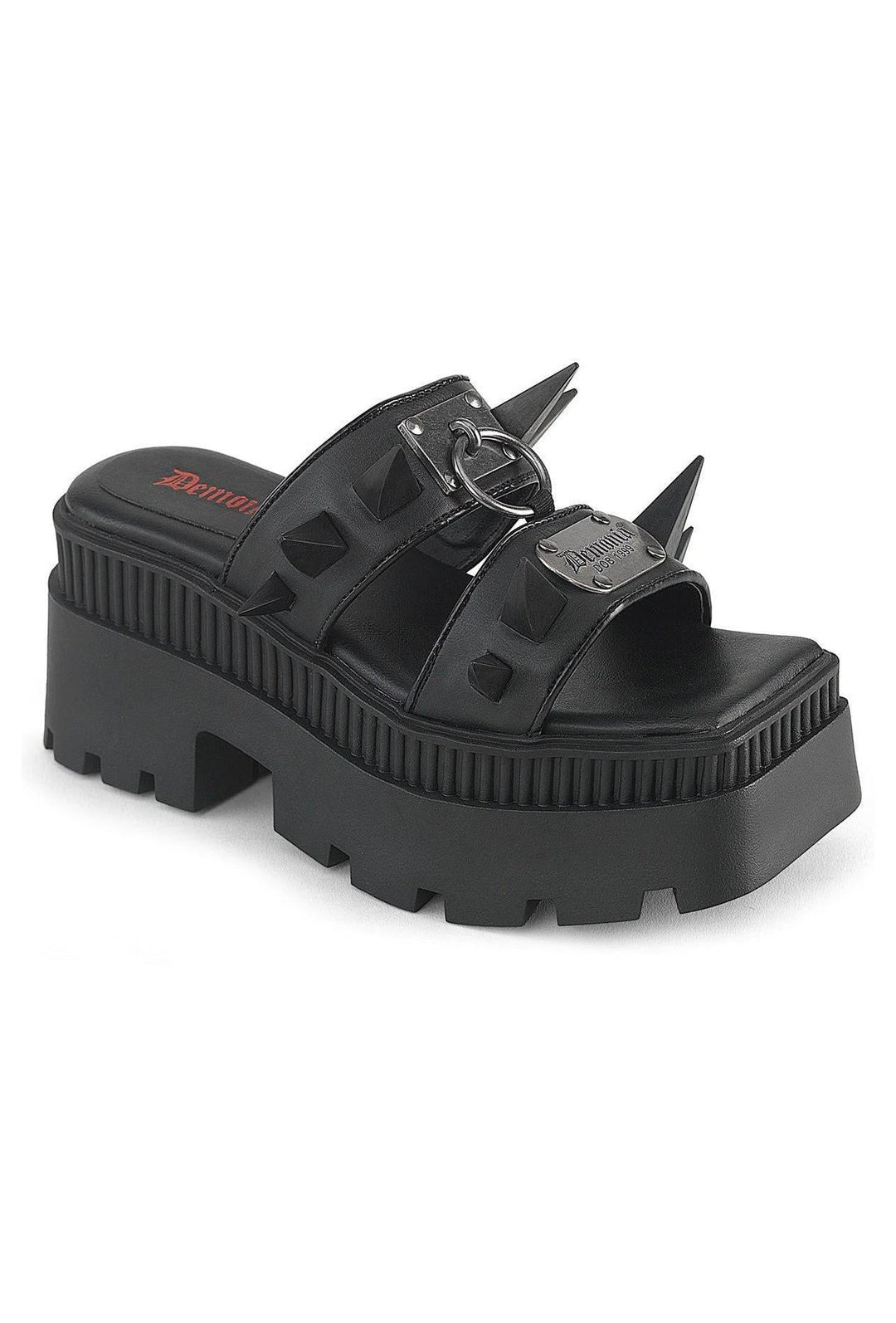 Demonia  WRATH-13 Slide in Black Faux Leather from SexyShoes.com