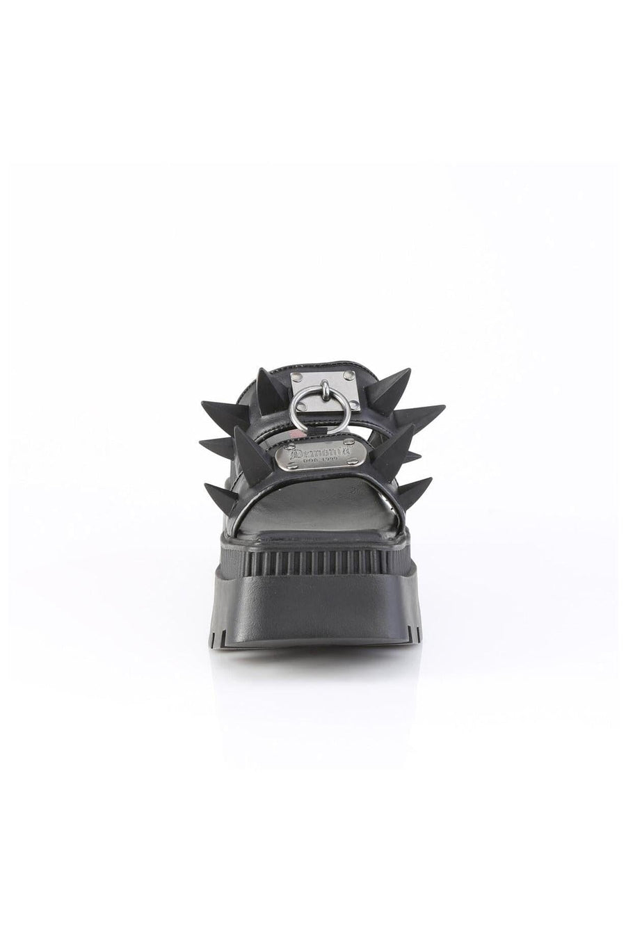 Demonia  WRATH-13 Slide in Black Faux Leather