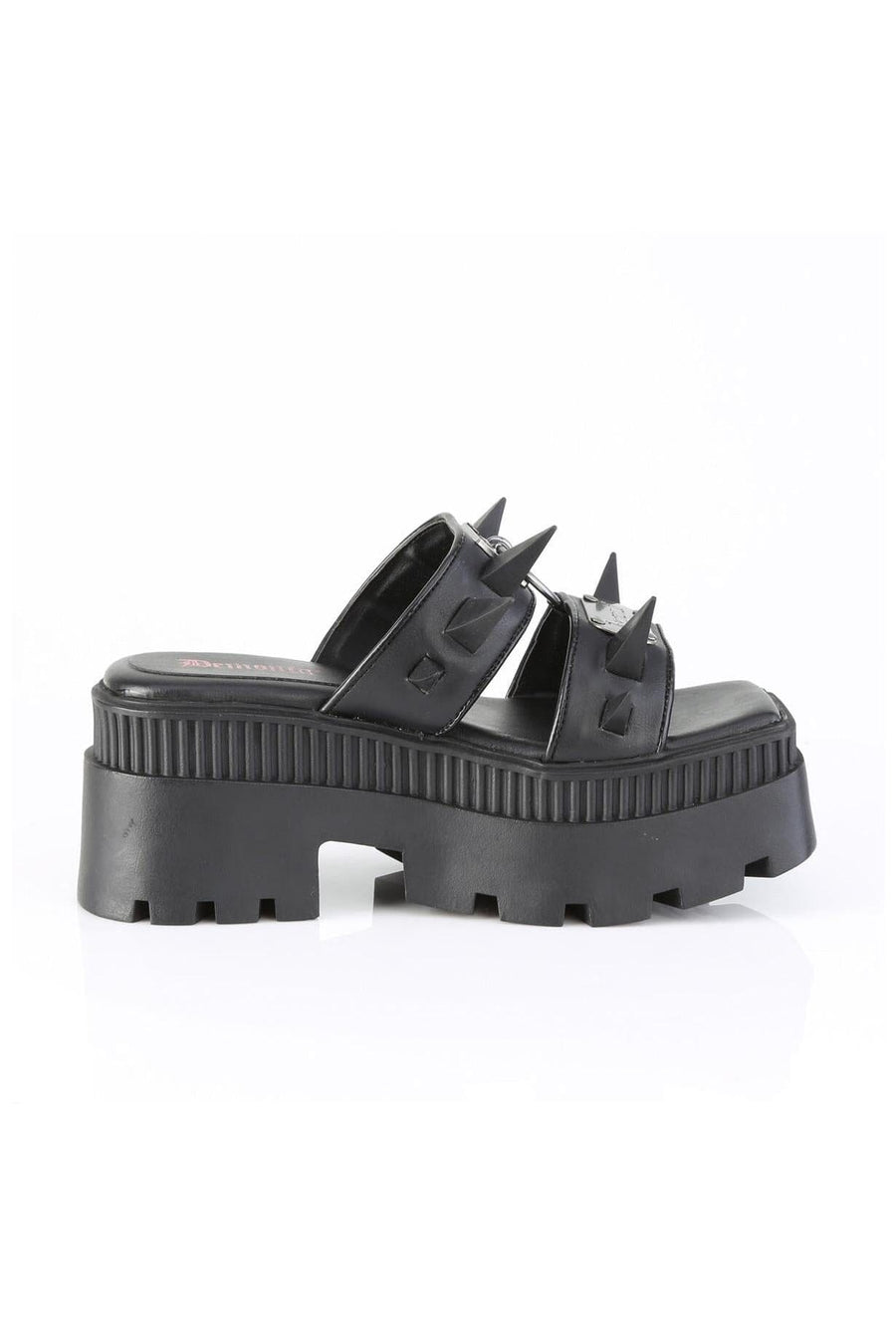 Demonia  WRATH-13 Slide in Black Faux Leather