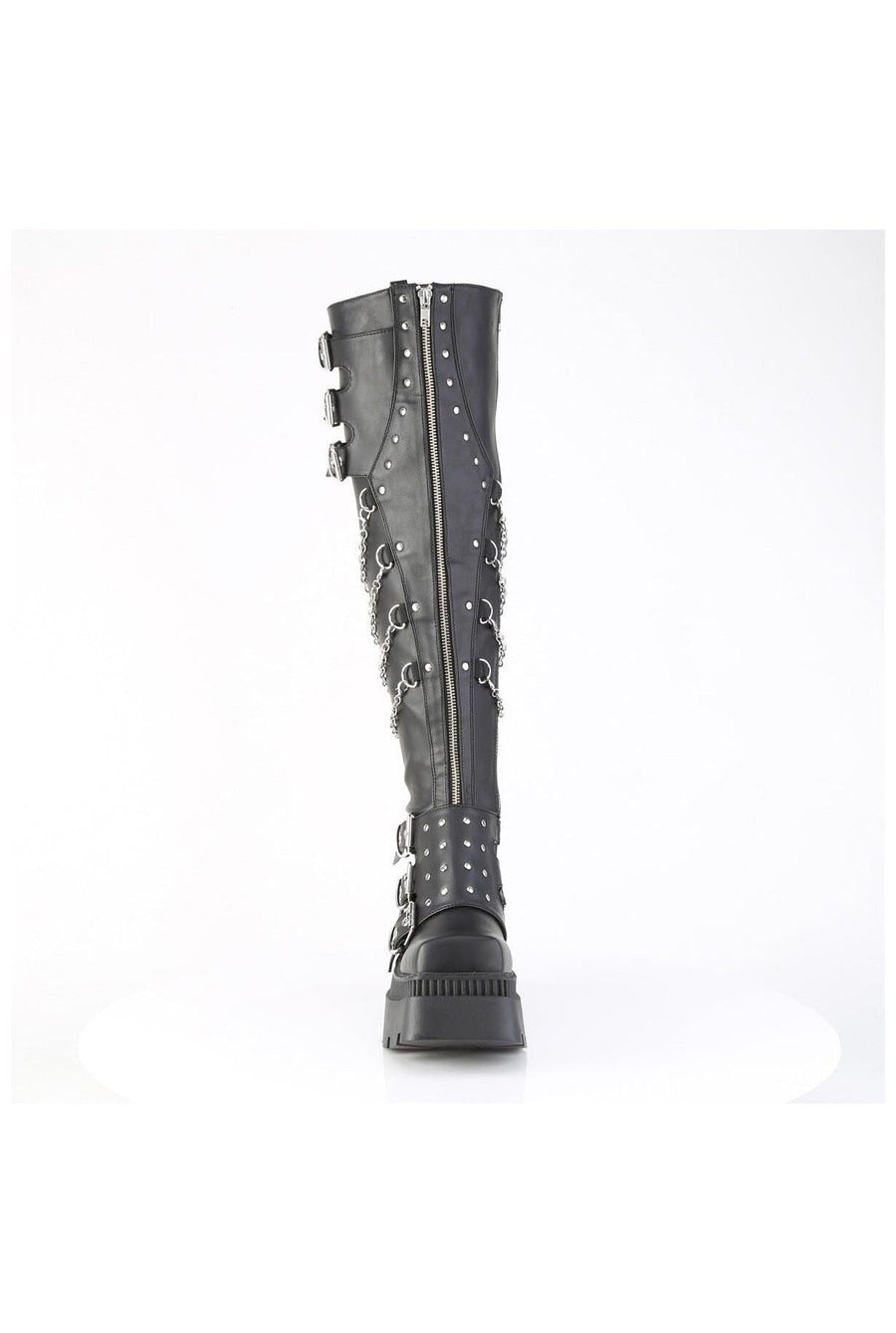 Demonia  WRATH-310 Thigh Boot in Black Faux Leather