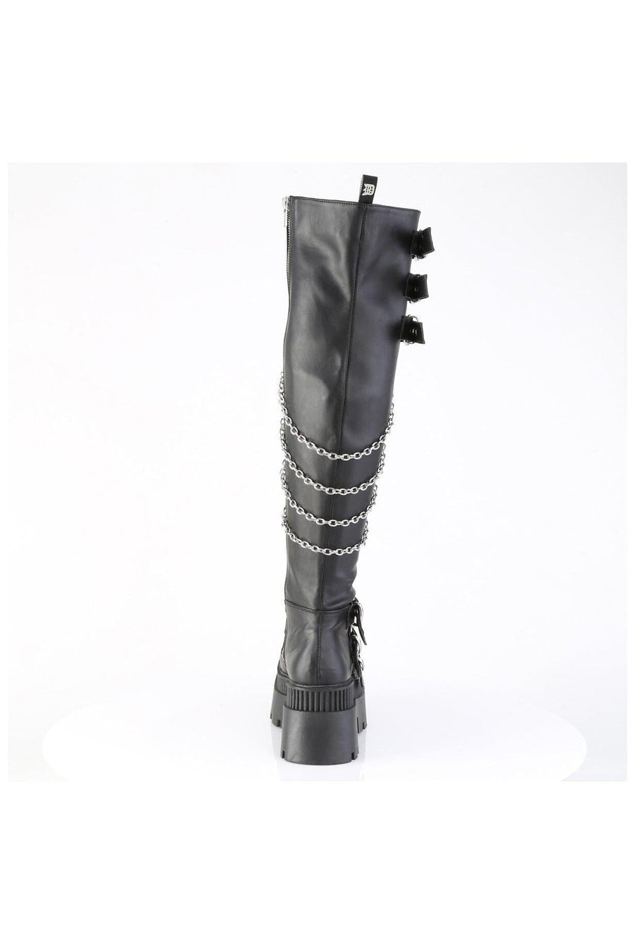 Demonia  WRATH-310 Thigh Boot in Black Faux Leather