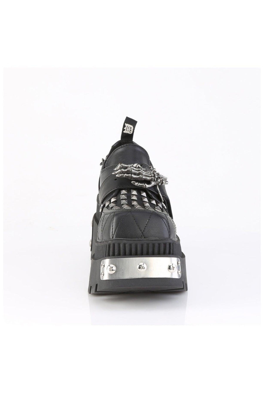 Demonia  WRATH-42 Loafer Shoe in Black Faux Leather