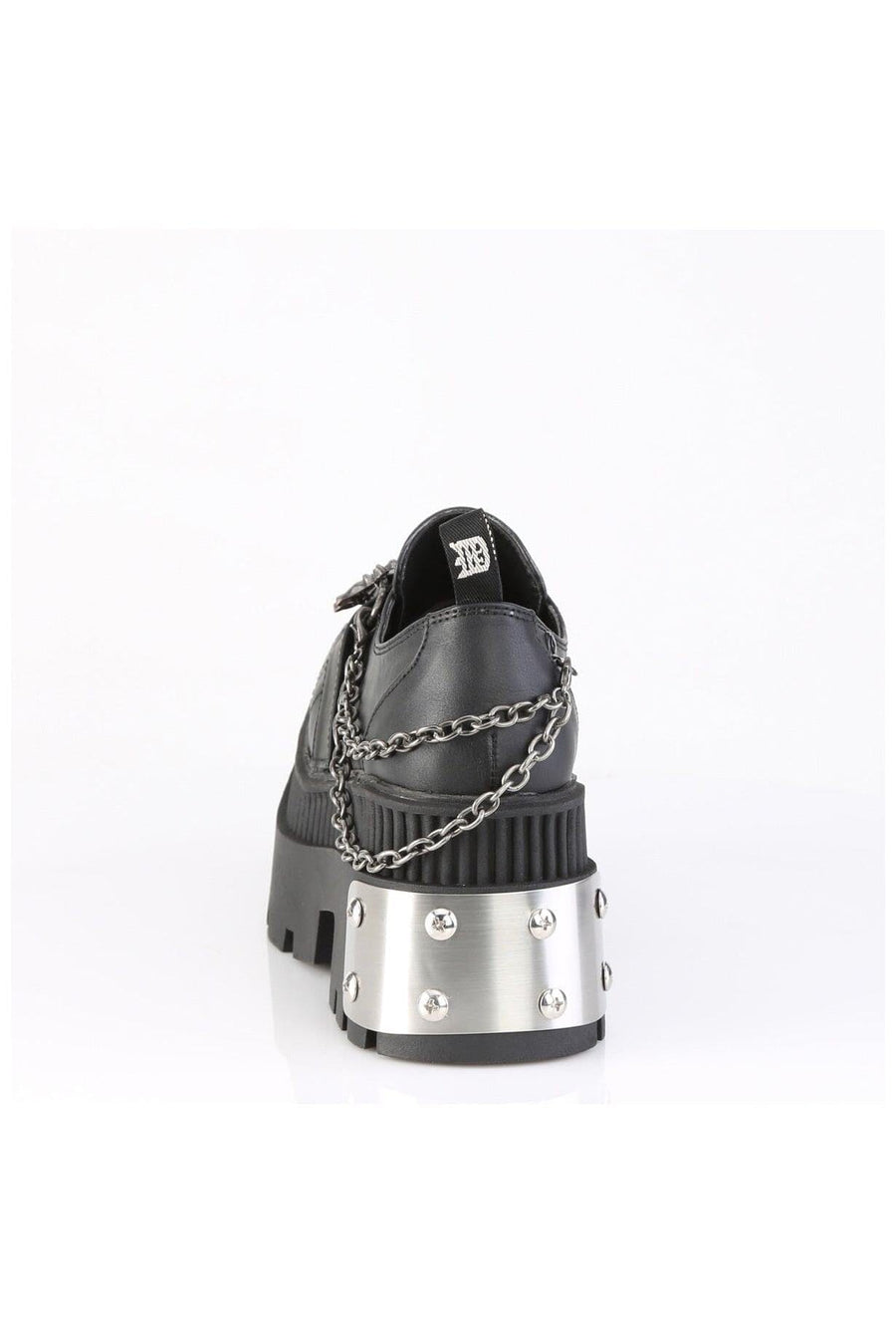Demonia  WRATH-42 Loafer Shoe in Black Faux Leather