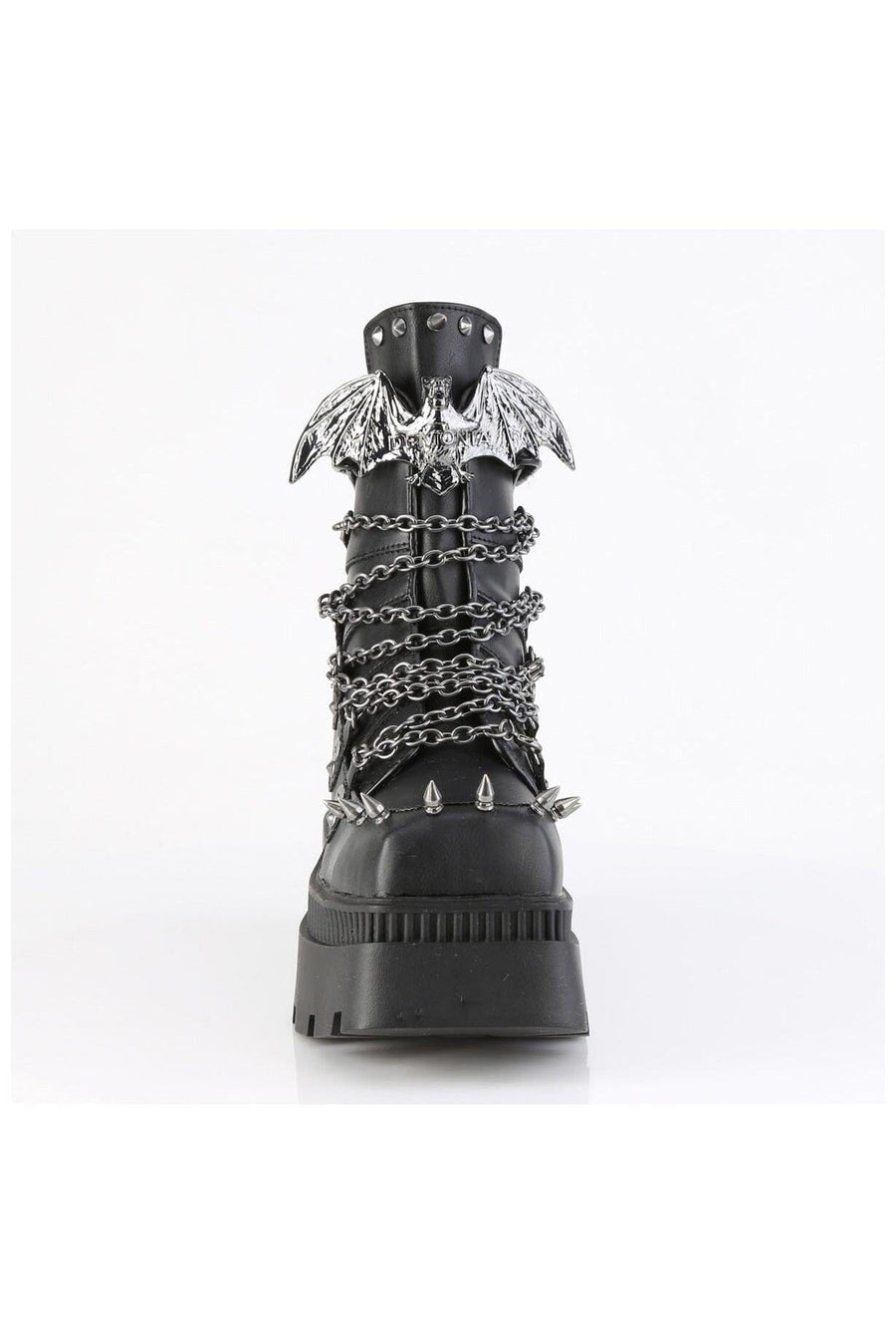 Demonia  WRATH-55 Ankle Boot in Black Faux Leather