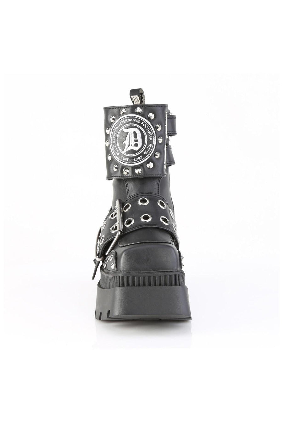Demonia  WRATH-58 Ankle Boot in Black Faux Leather