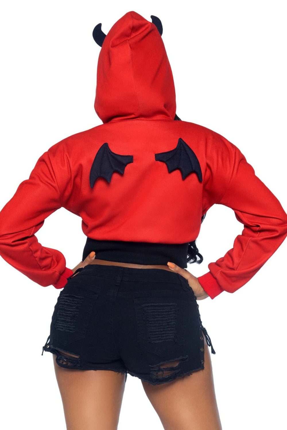 Leg Avenue Devil Cropped Hoodie in Red 