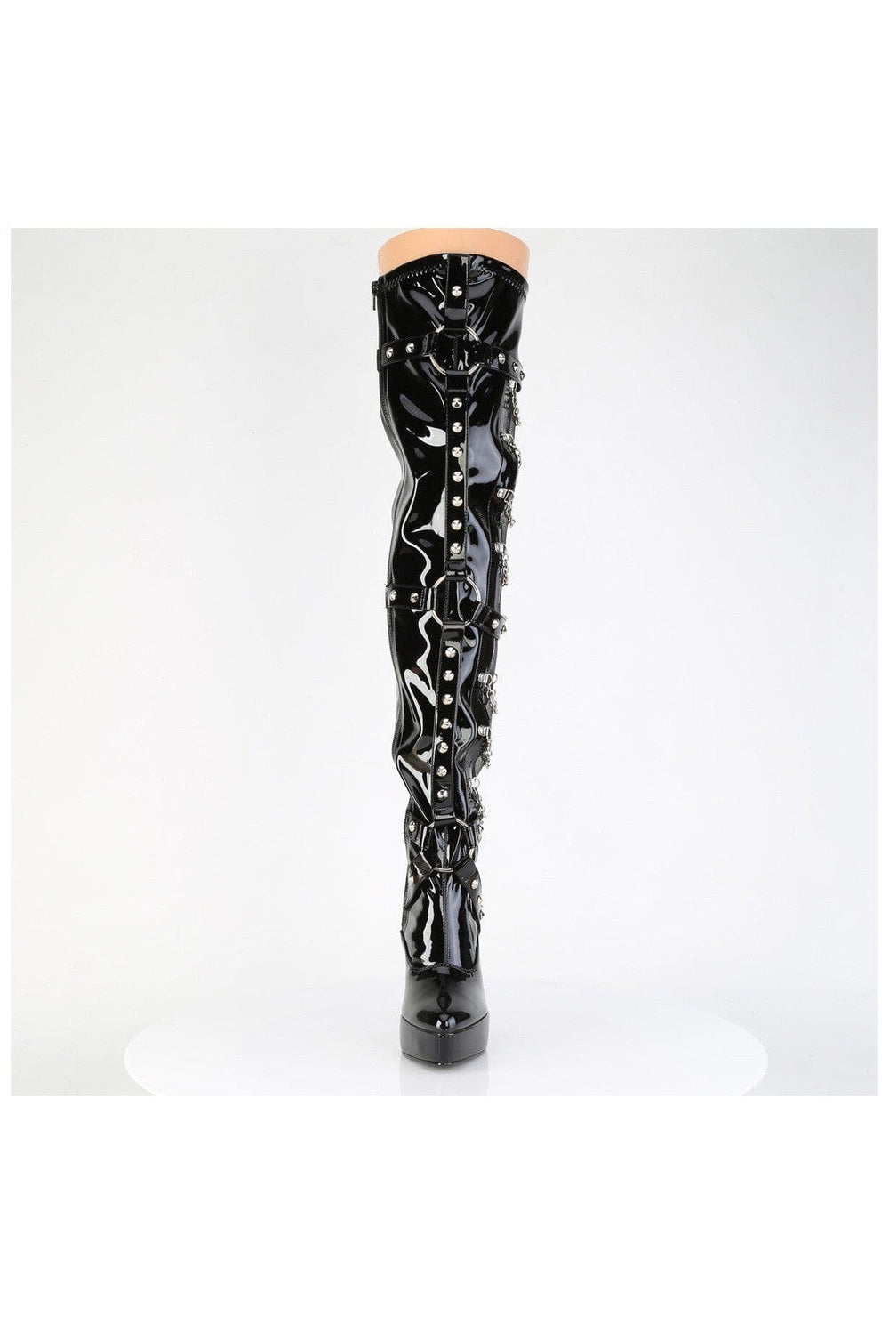 Devious Devious INDULGE-3026 Thigh Boot in Black Patent