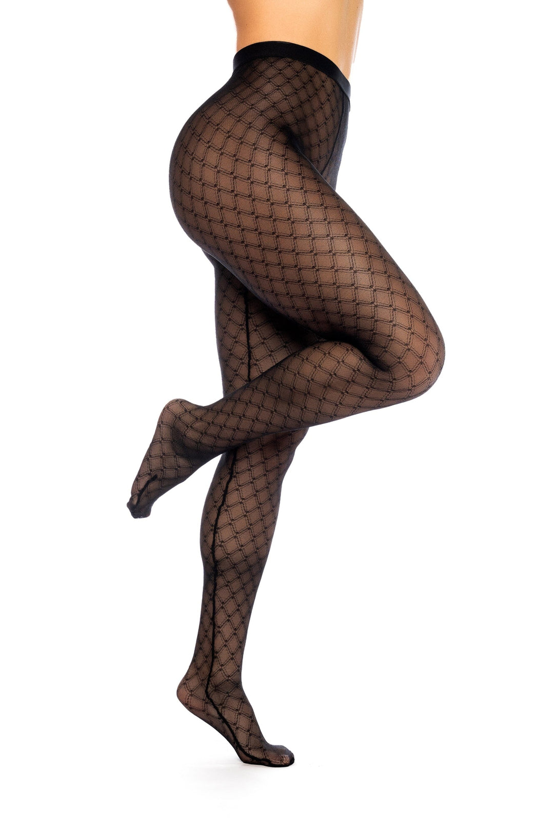 Mapale Diamond Mesh Pantyhose in Black  from SexyShoes.com