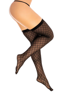 Mapale Diamond Mesh Thigh High in Black  from SexyShoes.com