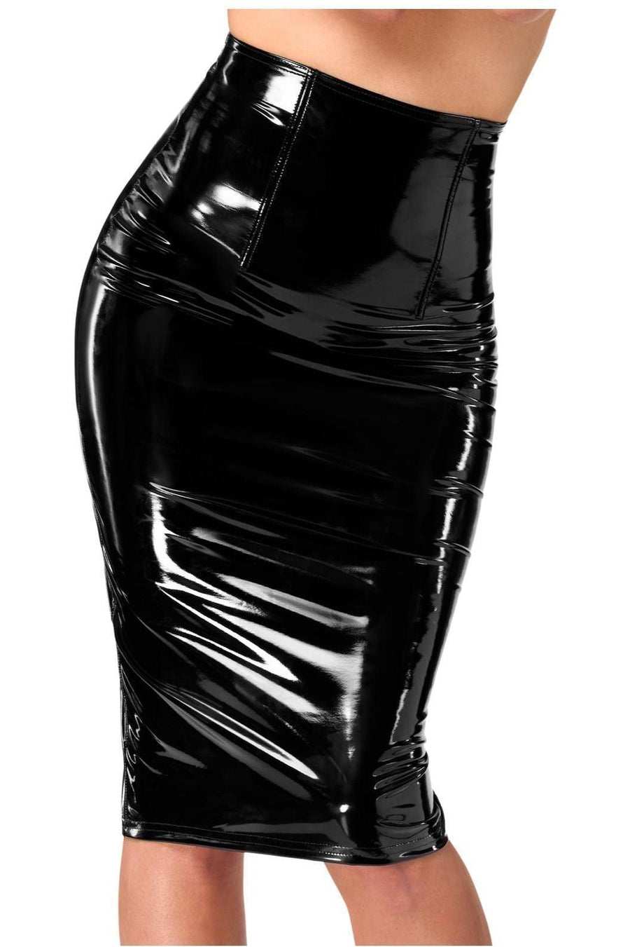 Noir Handmade Dominae Column PVC pencil skirt in Black 