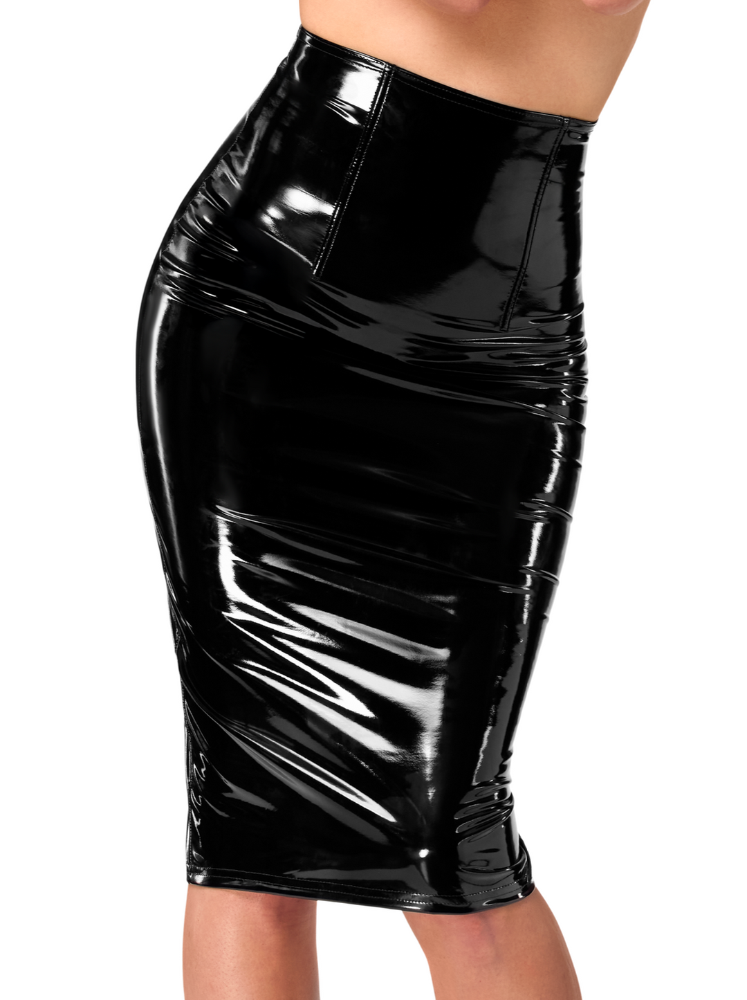 Noir Handmade Dominae Column PVC pencil skirt in Black 