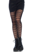 Double Layer Shredded Spandex And Fishnet Tights