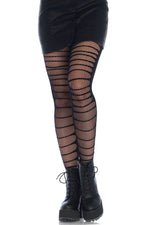 Double Layer Shredded Spandex And Fishnet Tights