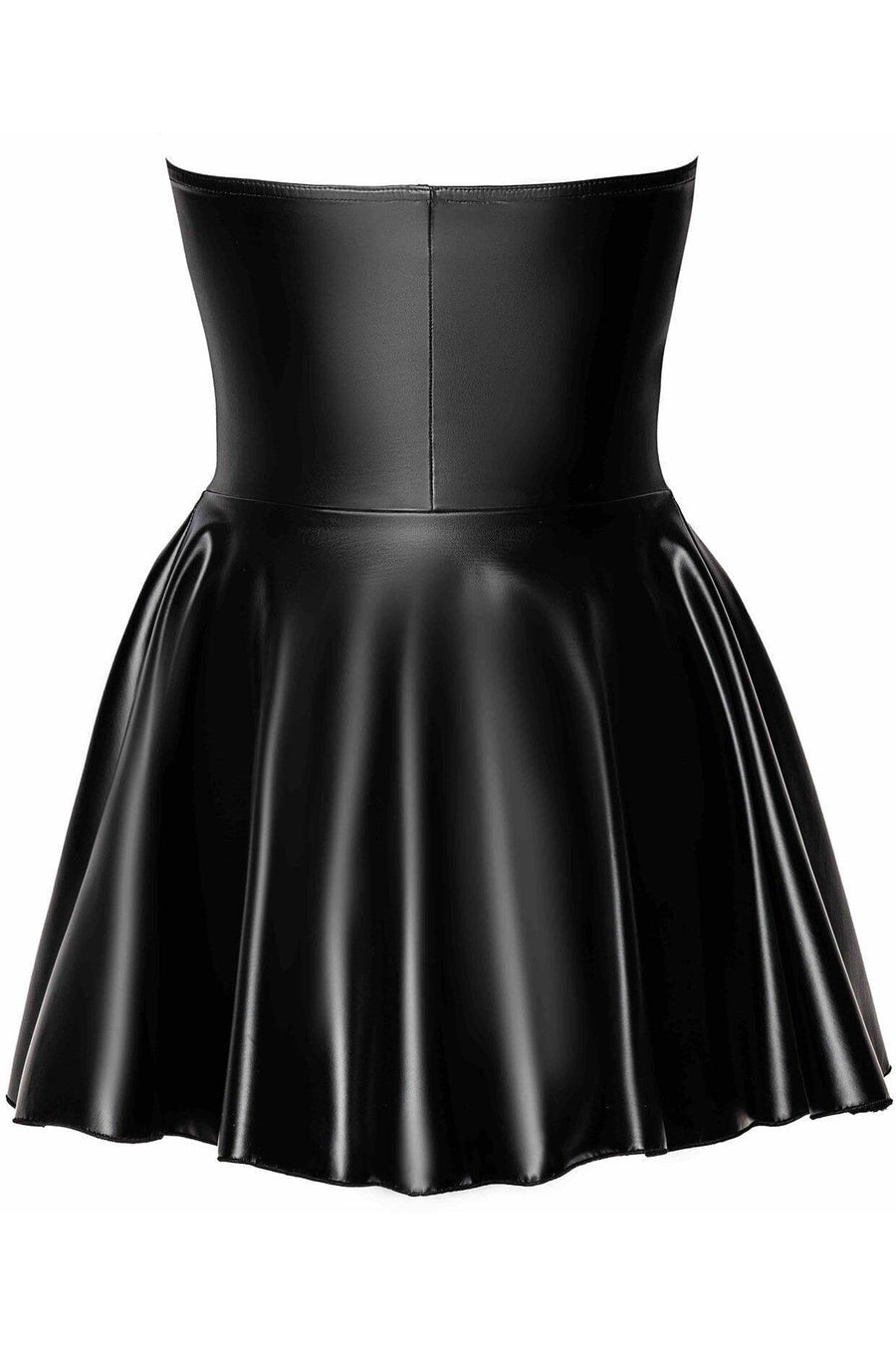 Noir Handmade Dreamer Wetlook Corset Mini Dress With Front Zipper in Black 