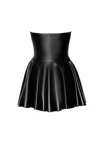 Noir Handmade Dreamer Wetlook Corset Mini Dress With Front Zipper in Black 