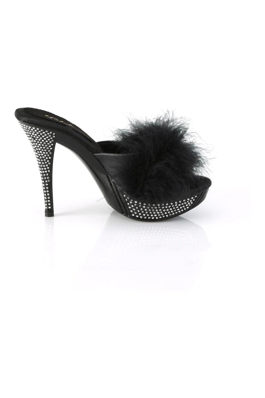 Fabulicious ELEGANT-401F Black Marabou Slide in Black Marabou