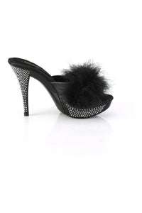 Fabulicious ELEGANT-401F Black Marabou Slide in Black Marabou