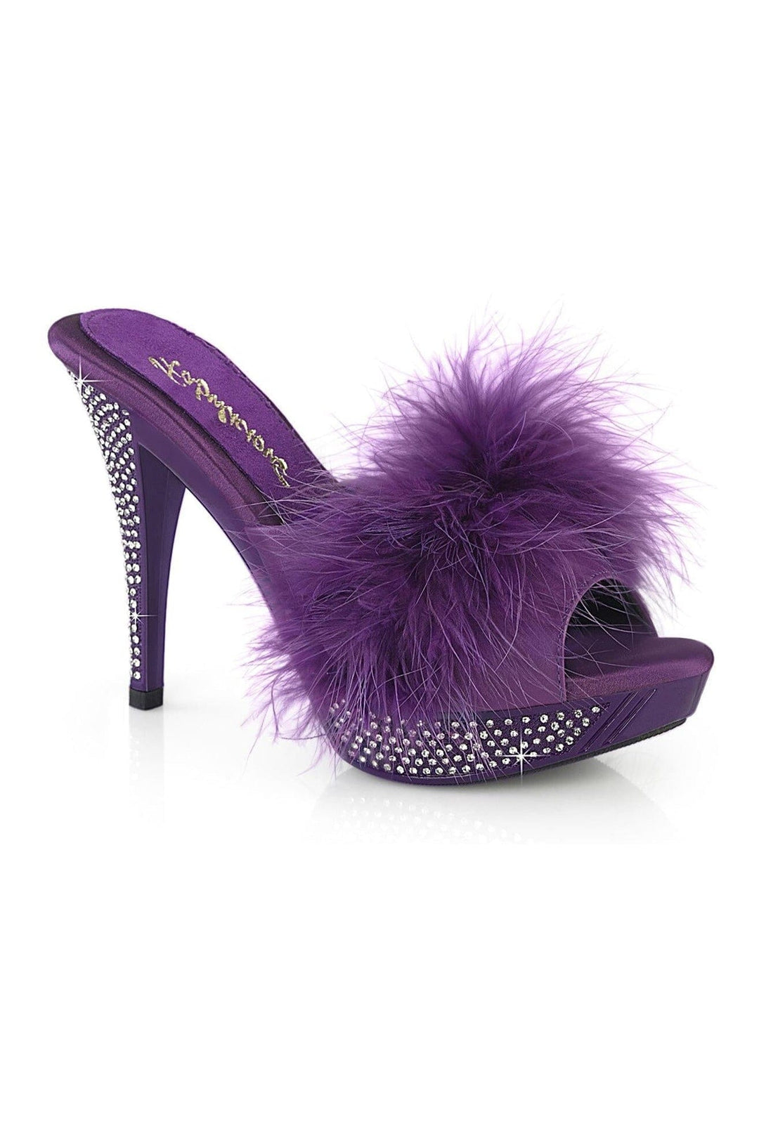 Fabulicious ELEGANT-401F Purple Marabou Slide in Purple Marabou from SexyShoes.com