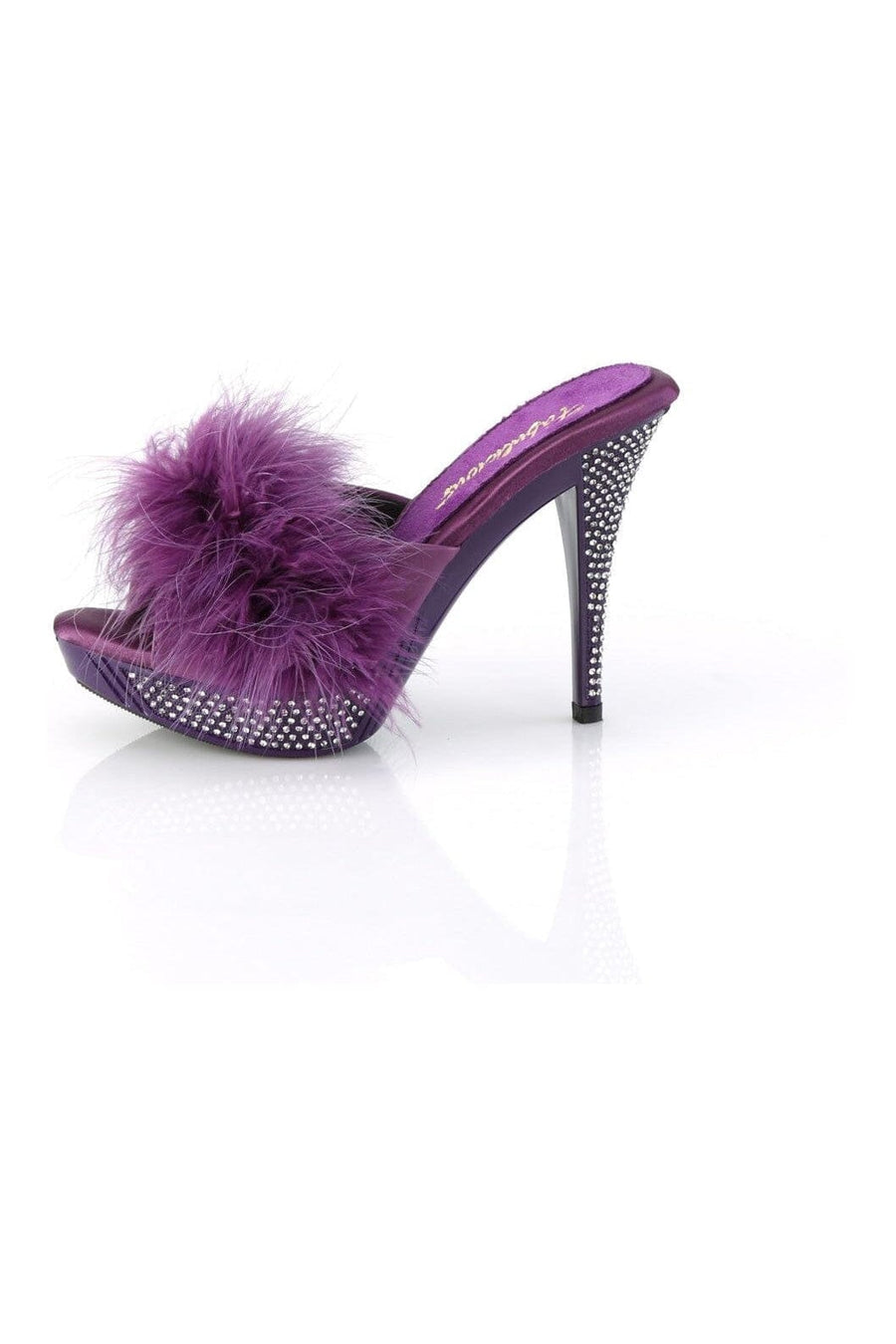 Fabulicious ELEGANT-401F Purple Marabou Slide in Purple Marabou