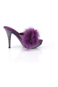 Fabulicious ELEGANT-401F Purple Marabou Slide in Purple Marabou
