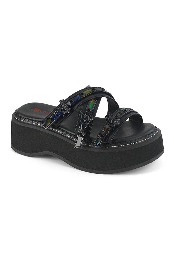 EMILY-07 Black Vegan Leather Sandal