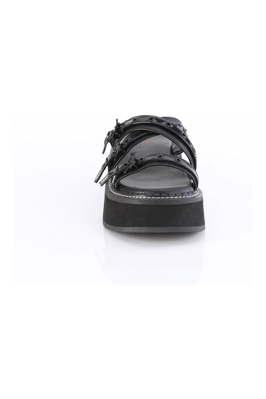 Demonia EMILY-07 Black Vegan Leather Sandal in Black Vegan Leather