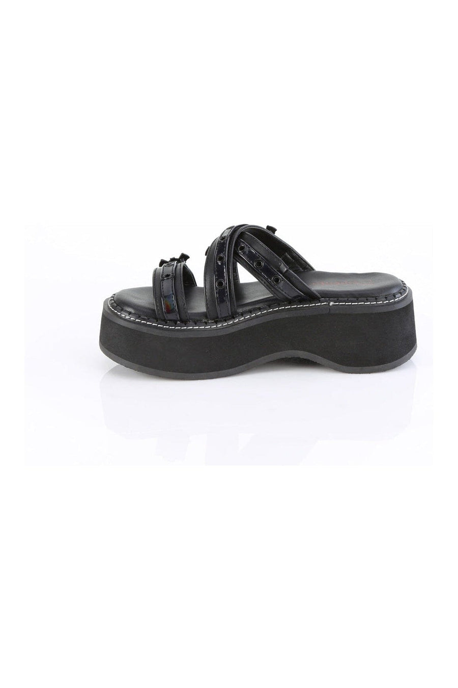 Demonia EMILY-07 Black Vegan Leather Sandal in Black Vegan Leather