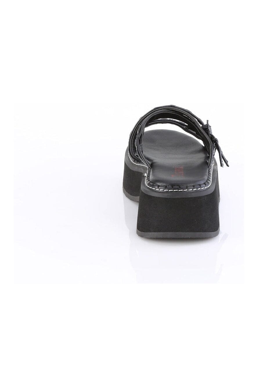 Demonia EMILY-07 Black Vegan Leather Sandal in Black Vegan Leather