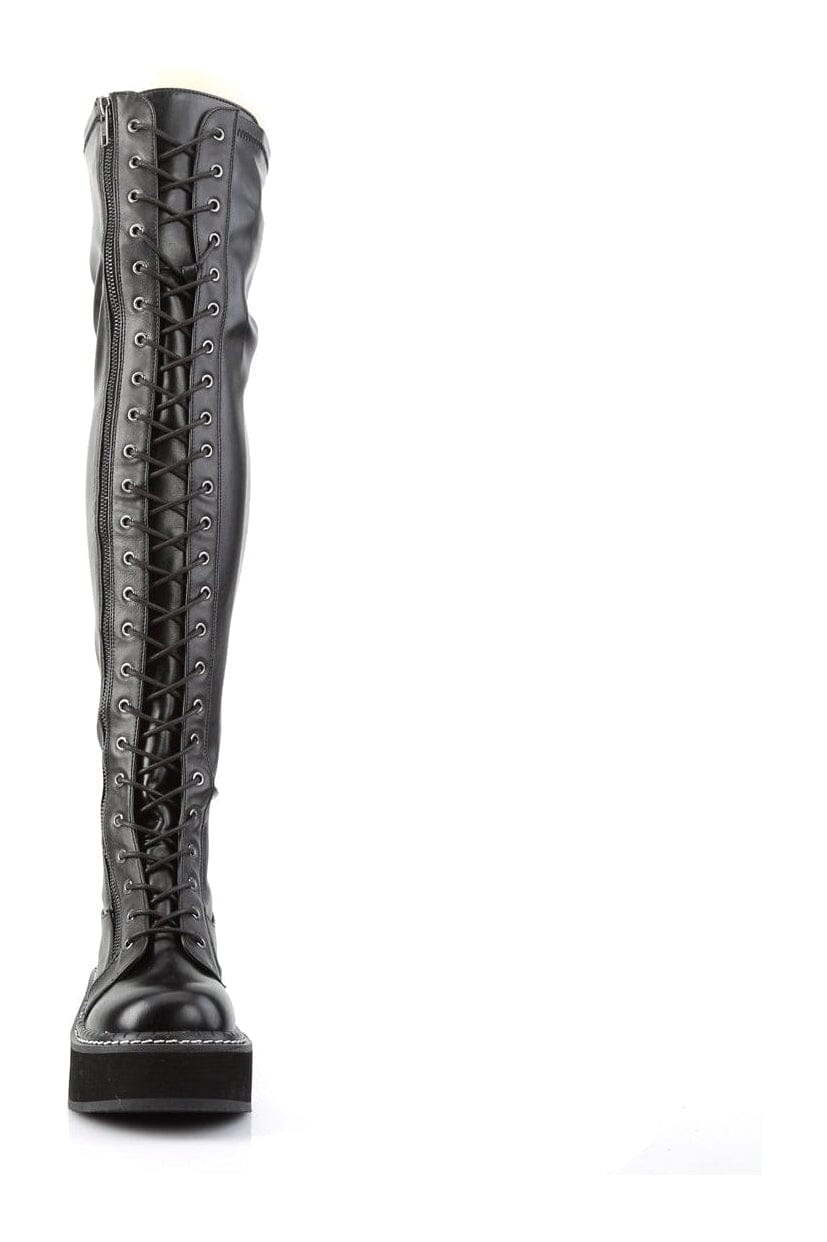 EMILY-375 Black Vegan Leather Thigh Boot-Thigh Boots-SEXYSHOES.COM