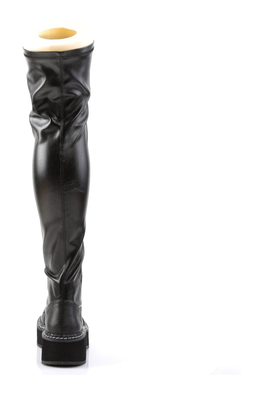 EMILY-375 Black Vegan Leather Thigh Boot