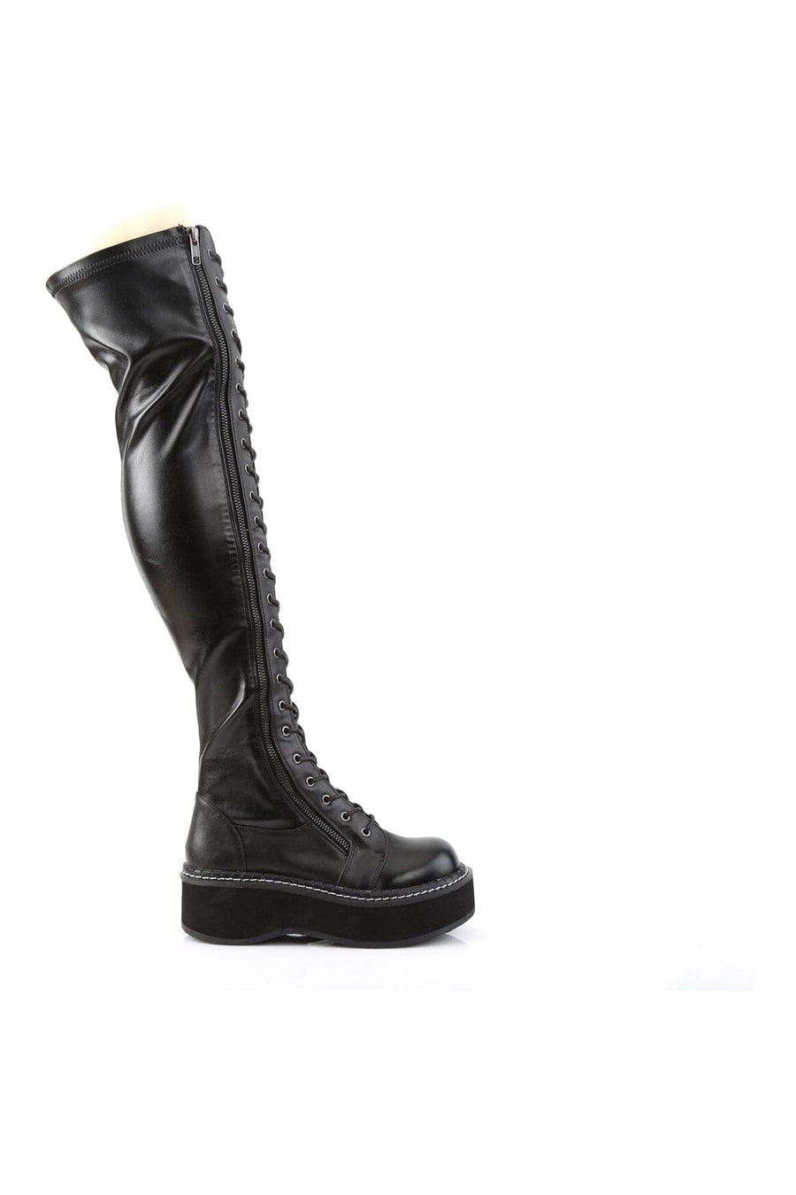 EMILY-375 Black Vegan Leather Thigh Boot-Thigh Boots-SEXYSHOES.COM