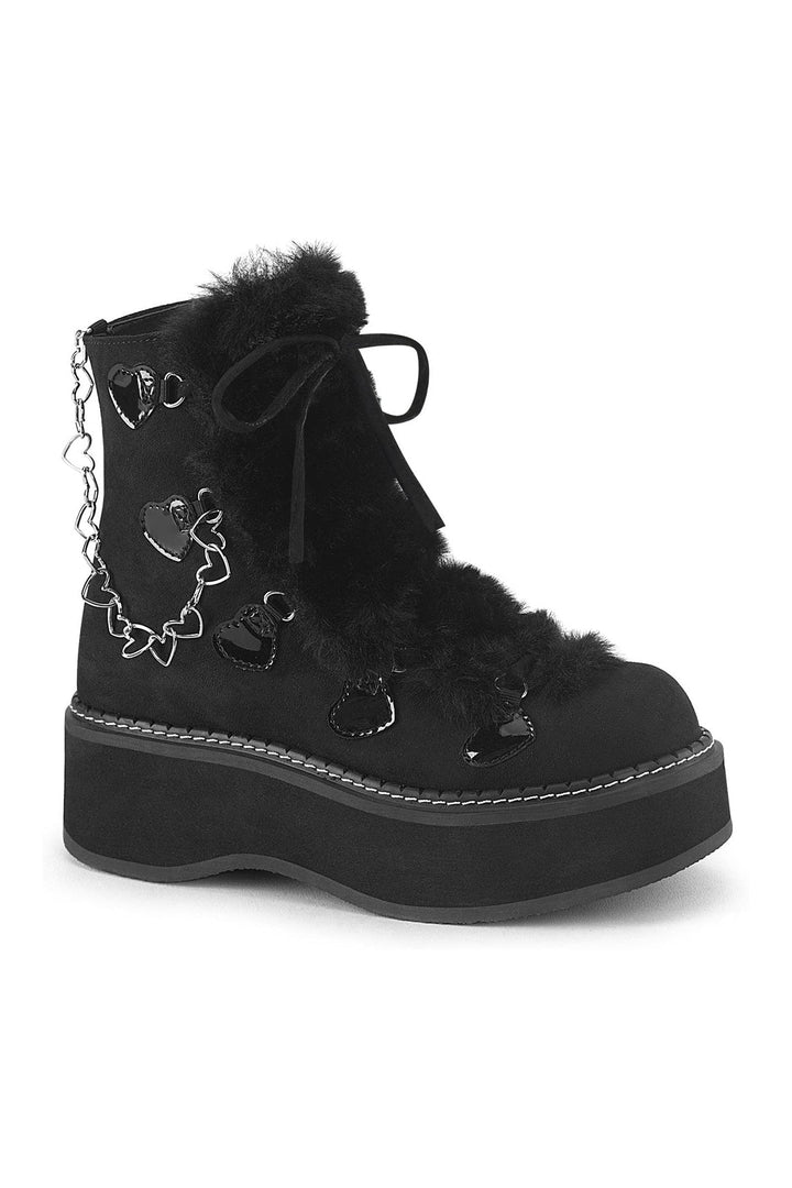 EMILY-55 Black Vegan Suede Ankle Boot