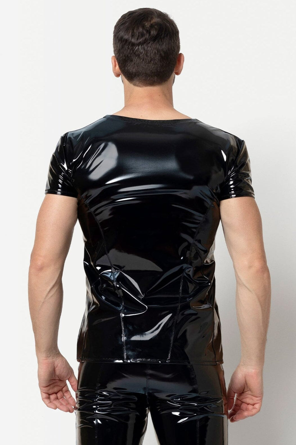 L'HOMME ERWIN Vinyl T Shirt in Black 