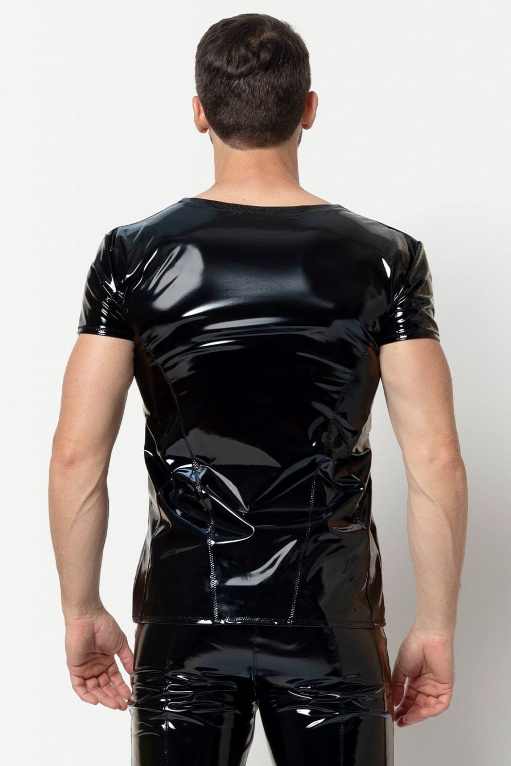 L'HOMME ERWIN Vinyl T Shirt in Black 