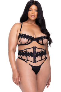 Roma Confidential Ebony Rose 3 Piece Waspie Short Set in Black  from SexyShoes.com