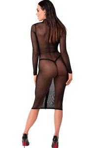 Noir Handmade Ecstasy Tulle Midi Dress in Black 