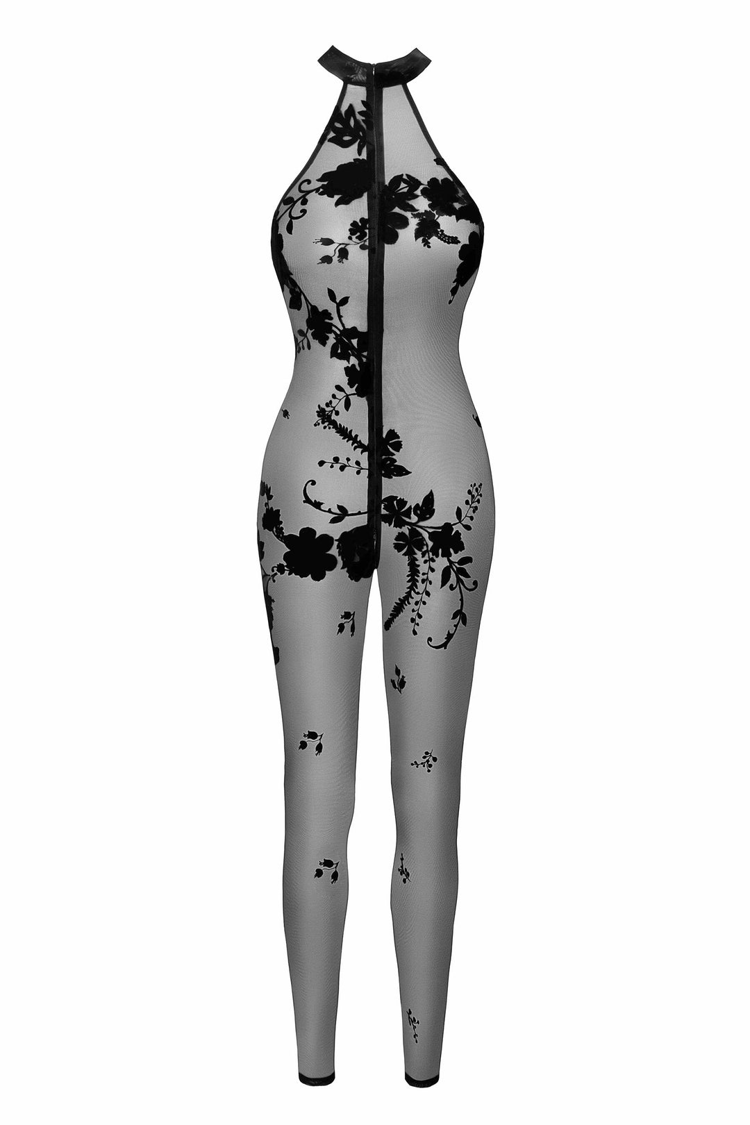 Ego Flocked Mesh Halter Catsuit