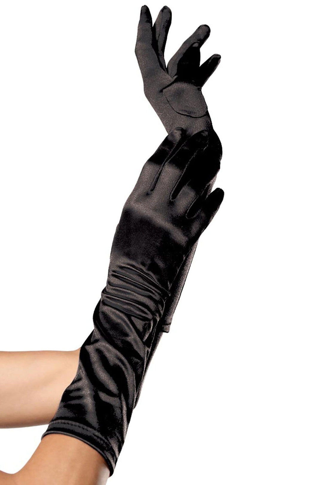 Leg Avenue Elbow Length Satin Glove in Black  from SexyShoes.com