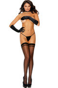 Elegant Sheer Thigh Highs with Striped Top