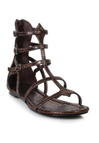Ellie Shoes Ellie 015 ATHENA Gladiator Flat Sandal in Brown Faux Leather from SexyShoes.com
