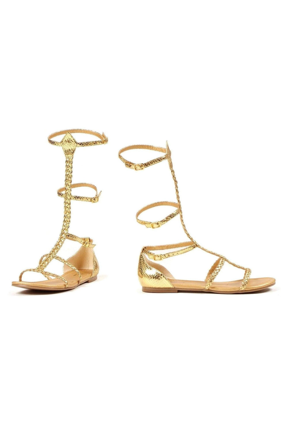 Ellie Shoes Ellie 015 CAIRO Heel Gold Braid Rope Sandal in Gold Faux Leather