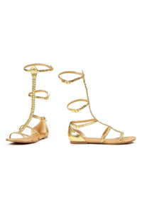 Ellie Shoes Ellie 015 CAIRO Heel Gold Braid Rope Sandal in Gold Faux Leather
