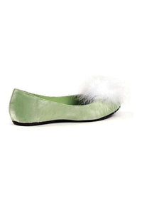Ellie Shoes Ellie 016 TINKER Heel Satin Slipper With Marabou in Green Satin from SexyShoes.com