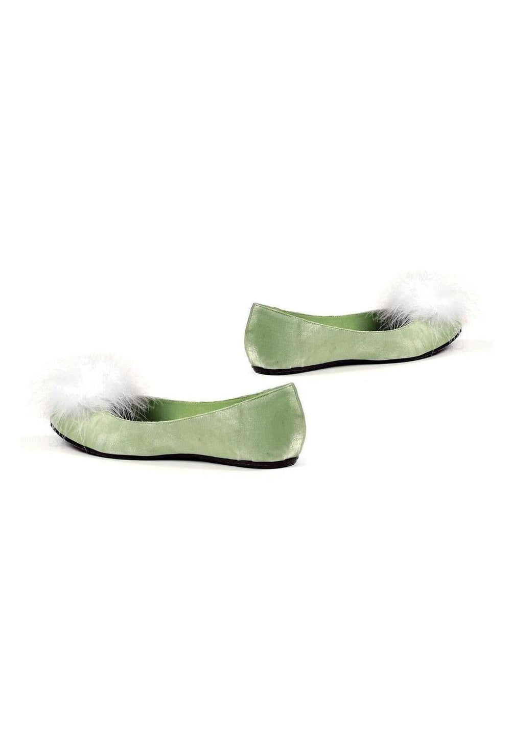 Ellie Shoes Ellie 016 TINKER Heel Satin Slipper With Marabou in Green Satin