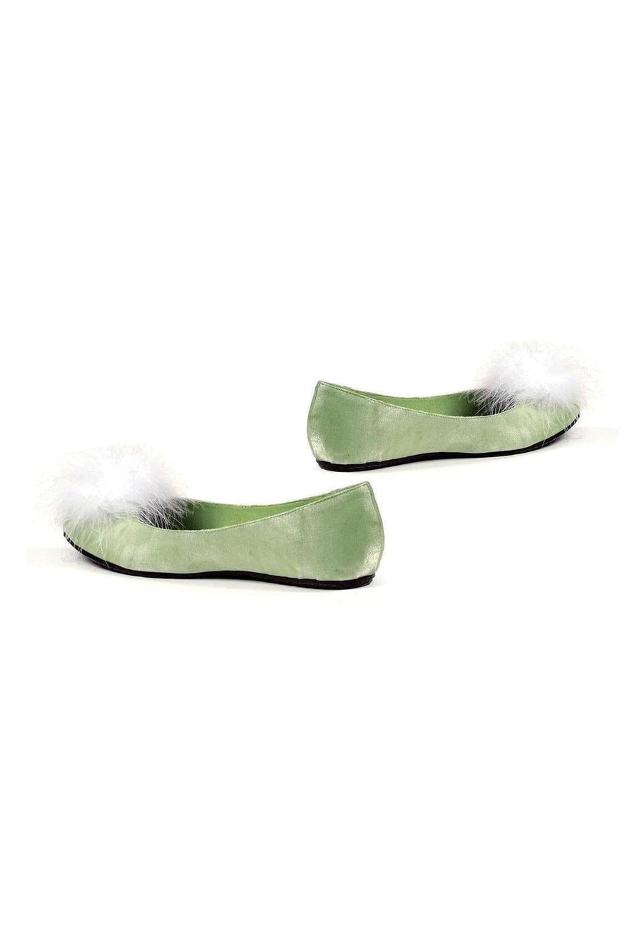 Ellie Shoes Ellie 016 TINKER Heel Satin Slipper With Marabou in Green Satin