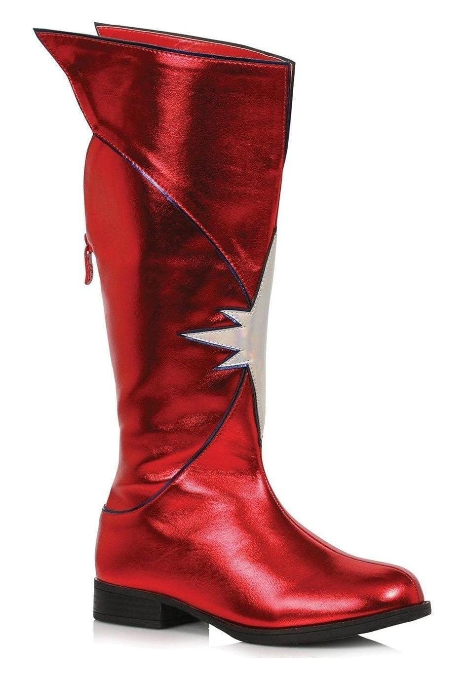 Ellie Shoes Ellie 151 KARMA 1.5" Knee High Superhero Boot in Red Faux Leather from SexyShoes.com