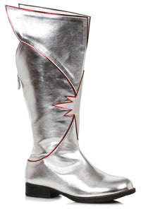 Ellie Shoes Ellie 151 KARMA 1.5" Knee High Superhero Boot in Silver Faux Leather from SexyShoes.com