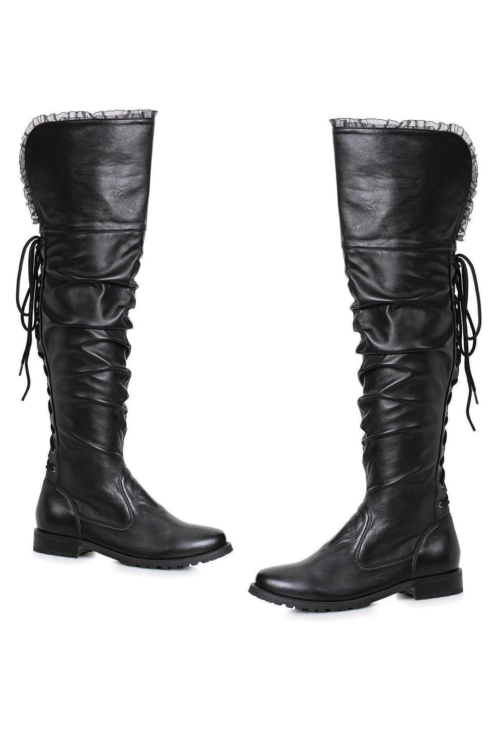 Ellie Shoes Ellie 181 TYRA Pirate Boot in Black Faux Leather