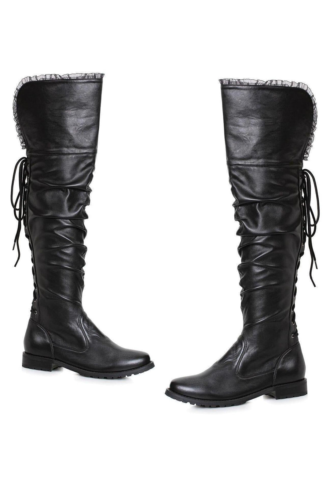 Ellie Shoes Ellie 181 TYRA Pirate Boot in Black Faux Leather