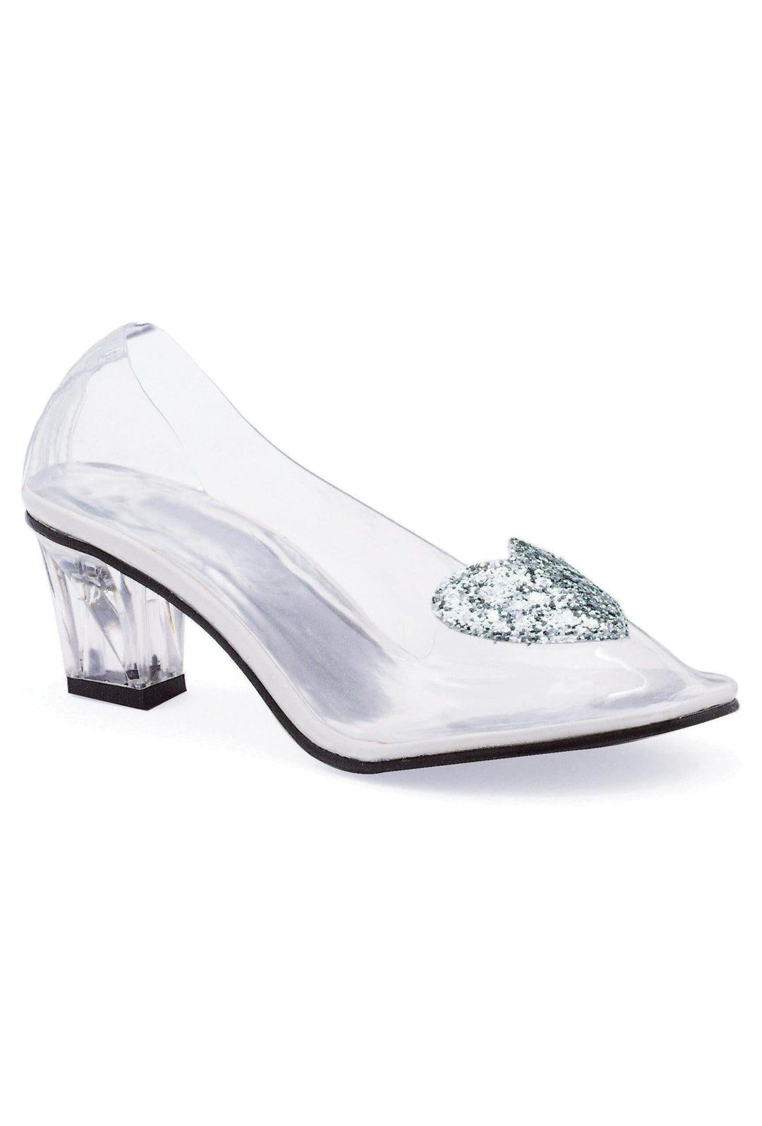 Ellie Shoes Ellie 212 ARIEL 2" Heel Clear Slipper With Silver Glitter Heart in Clear Vinyl from SexyShoes.com